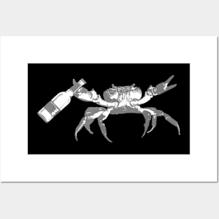 Crab Drinking Beer Posters and Art